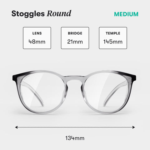 Stoggles blue-light blocking lens reduces screen glare for daily use.