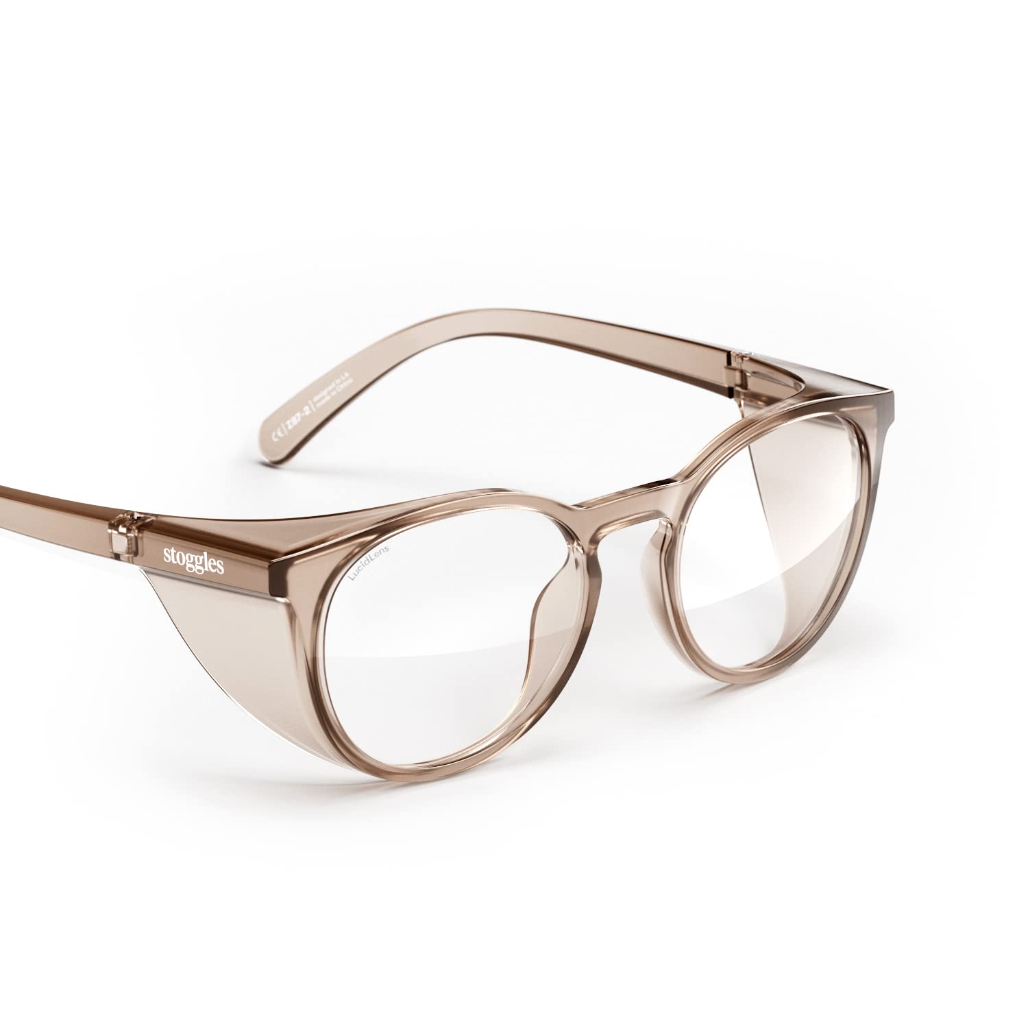 Stoggles round Z87.1 certified glasses with polycarbonate lenses for reliable eye protection on the job.