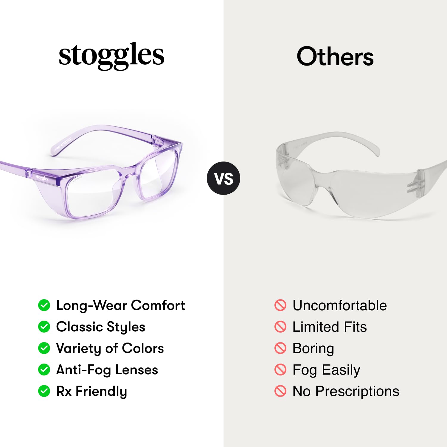 Stoggles Square UV and blue-light blocking lenses protect during outdoor and screen use