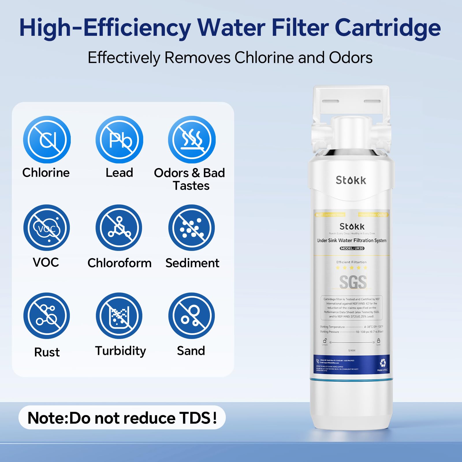 Stokk UR30 shows 1.6 gpm flow for quick refills and faster glass fills.