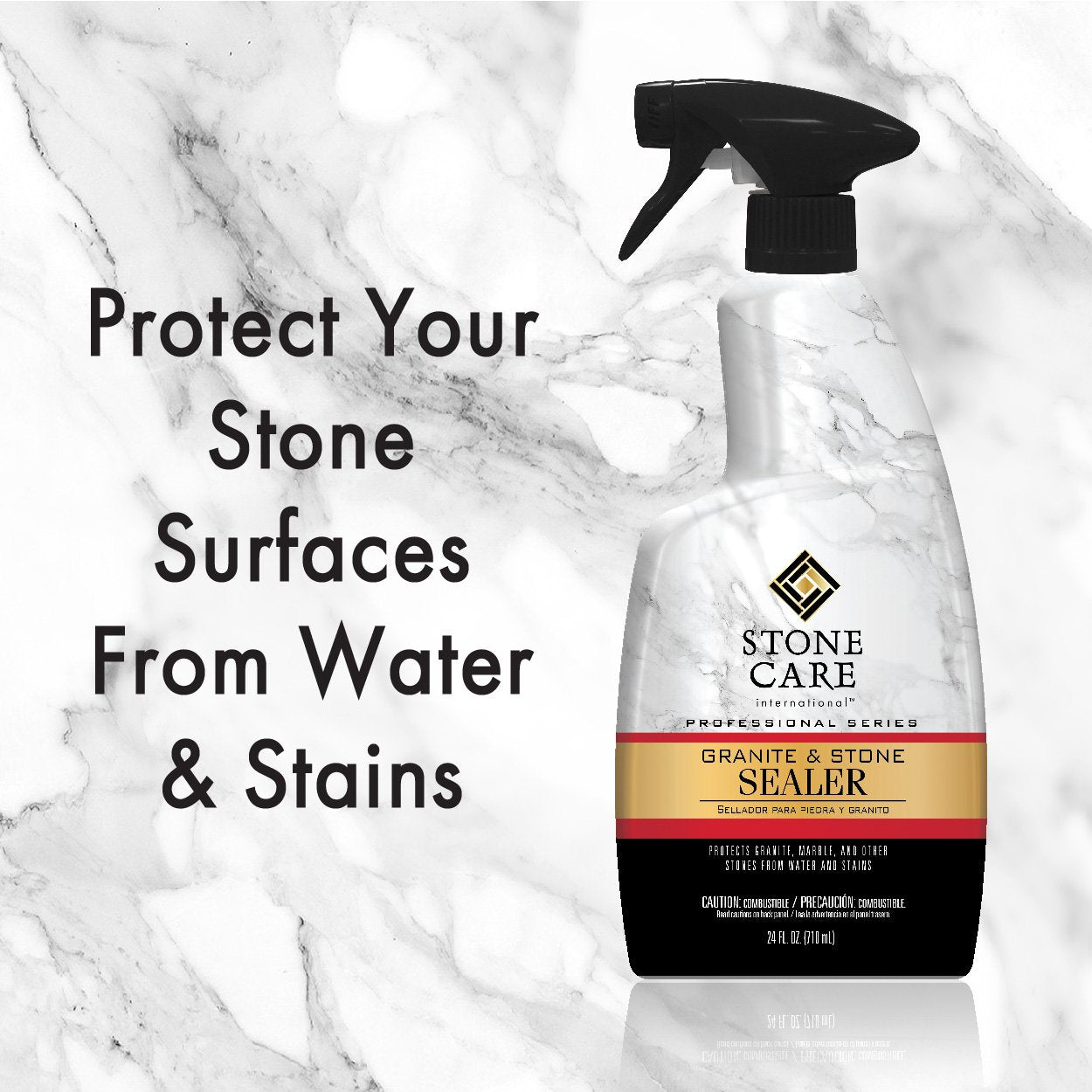 Application on granite countertop by Stone Care International sealer in action.