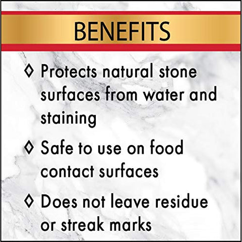 Countertop being treated with Stone Care International sealer.