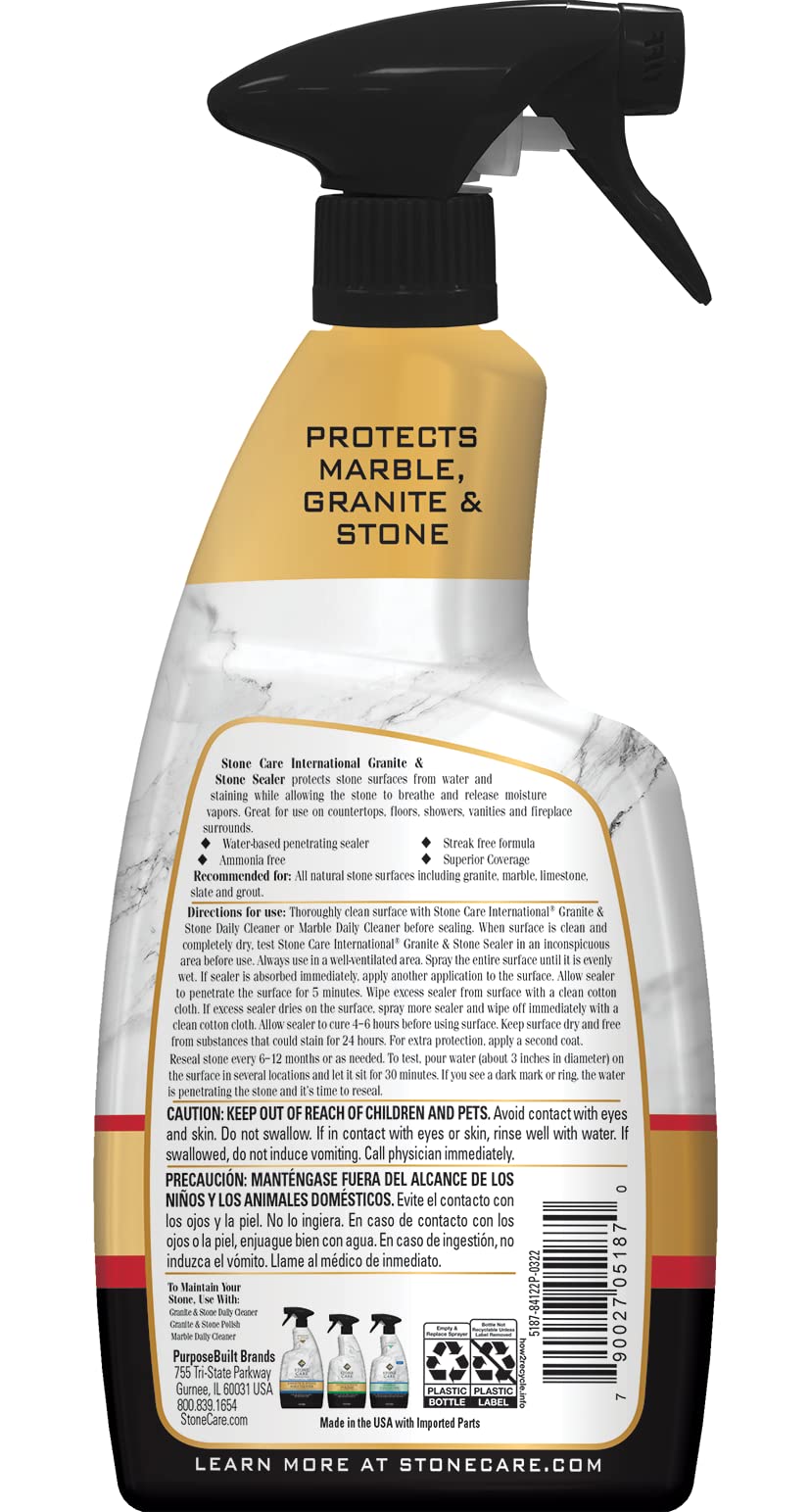 Stone Care International Granite Sealer spray in use for even coverage.