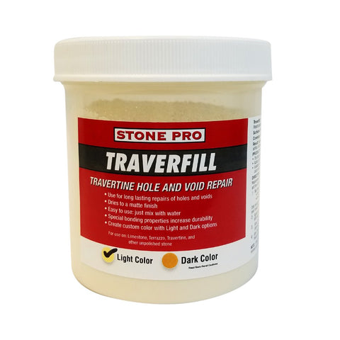 Stone Pro Traverfill Light bottle for travertine repair.