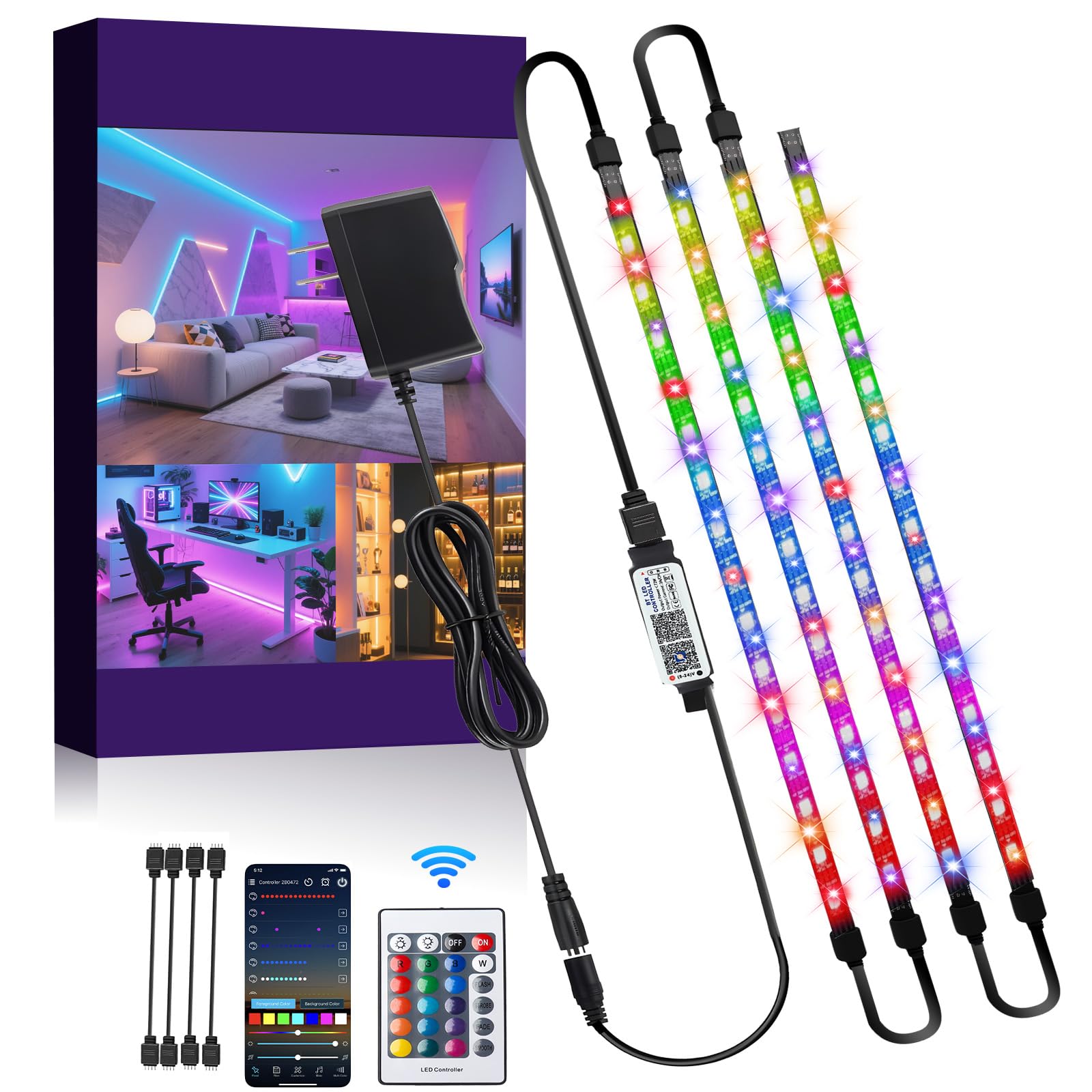 StoneBanks LED strip with remote control for quick ambient lighting setup.