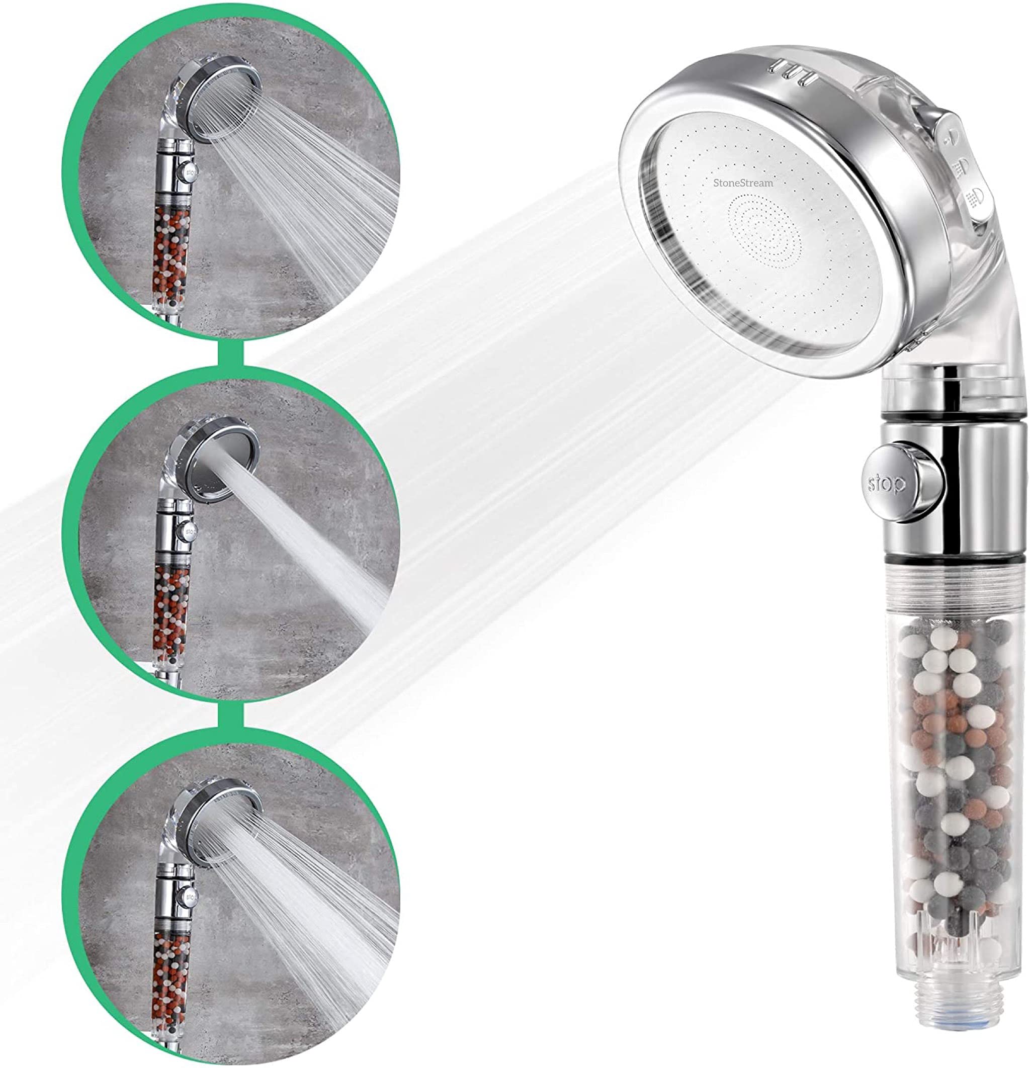 StoneStream Original filtered shower head with wide spray view for spa-like comfort