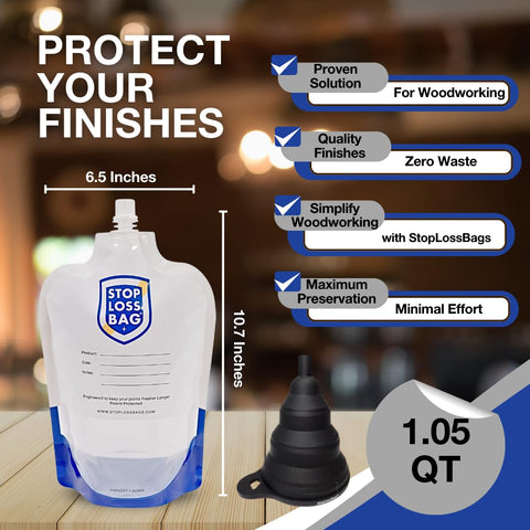 StopLossBags pouring from pouch into wide-mouth container with ease.