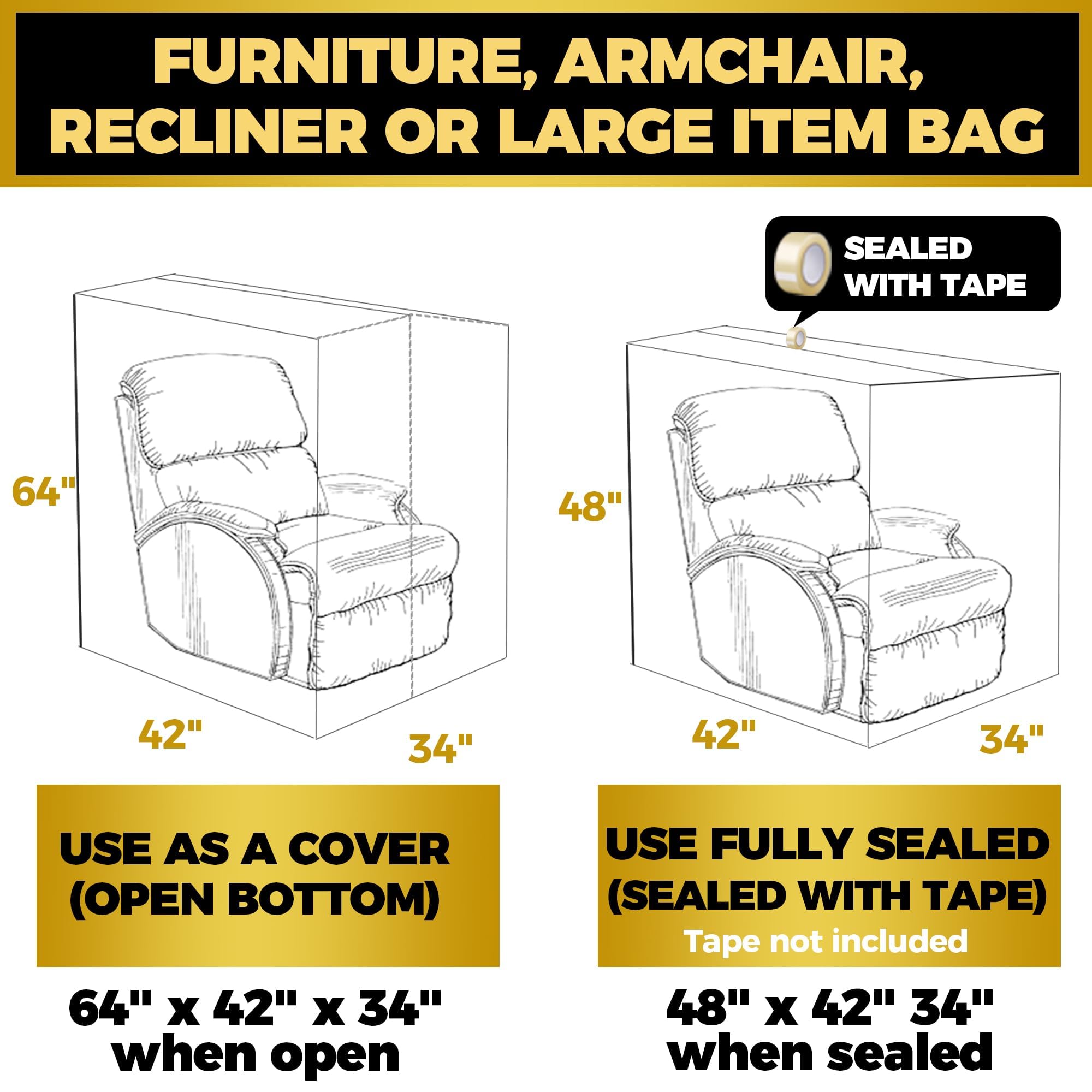 Storage Standard clear furniture cover helps identify items at a glance