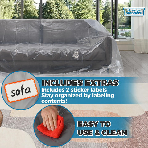 Storage Standard heavy-duty plastic wrap is reusable for renovations.