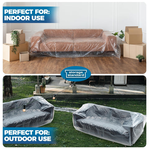 Storage Standard large furniture cover fits sofas up to 92 inches long.
