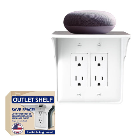 Storage Theory Power Perch bathroom outlet shelf adds extra counter space