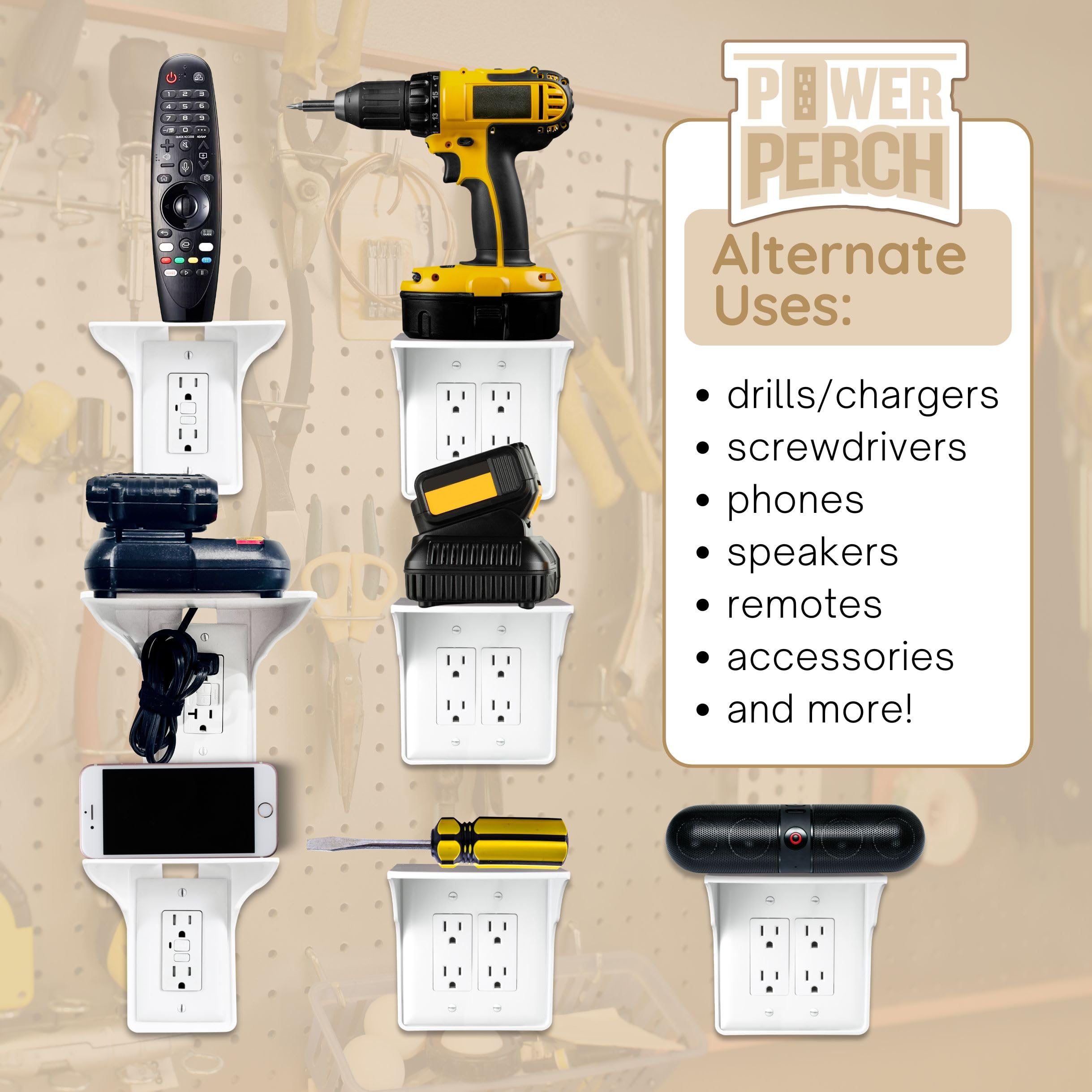 Storage Theory Power Perch decora compatibility ensures universal outlet fit