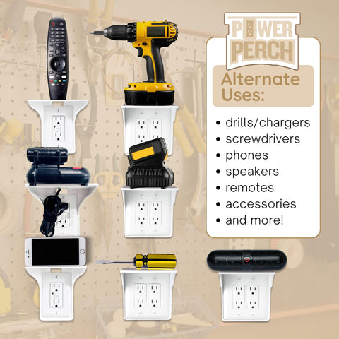 Storage Theory Power Perch decora compatibility ensures universal outlet fit