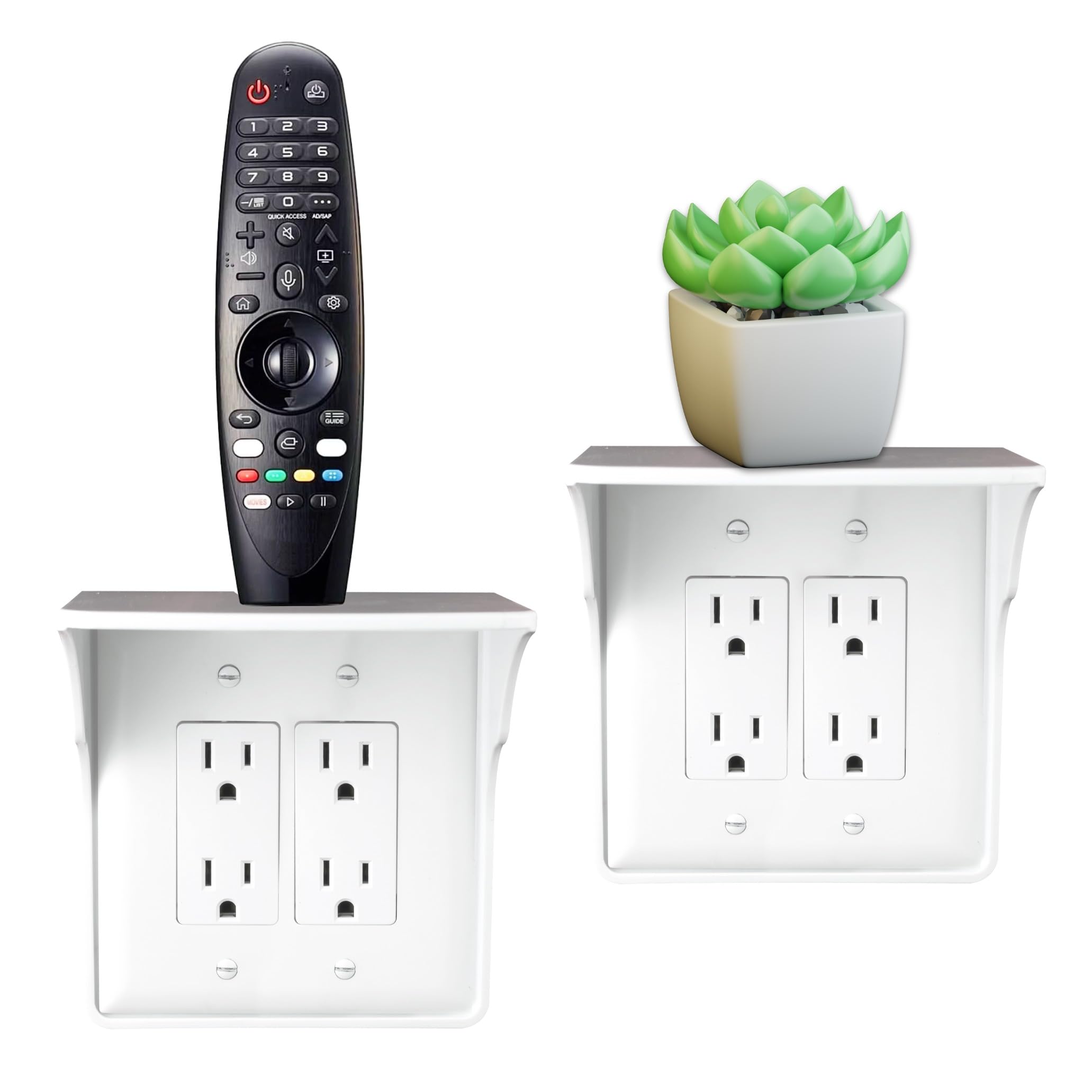 Storage Theory Power Perch outlet shelf installed for clutter-free counter space