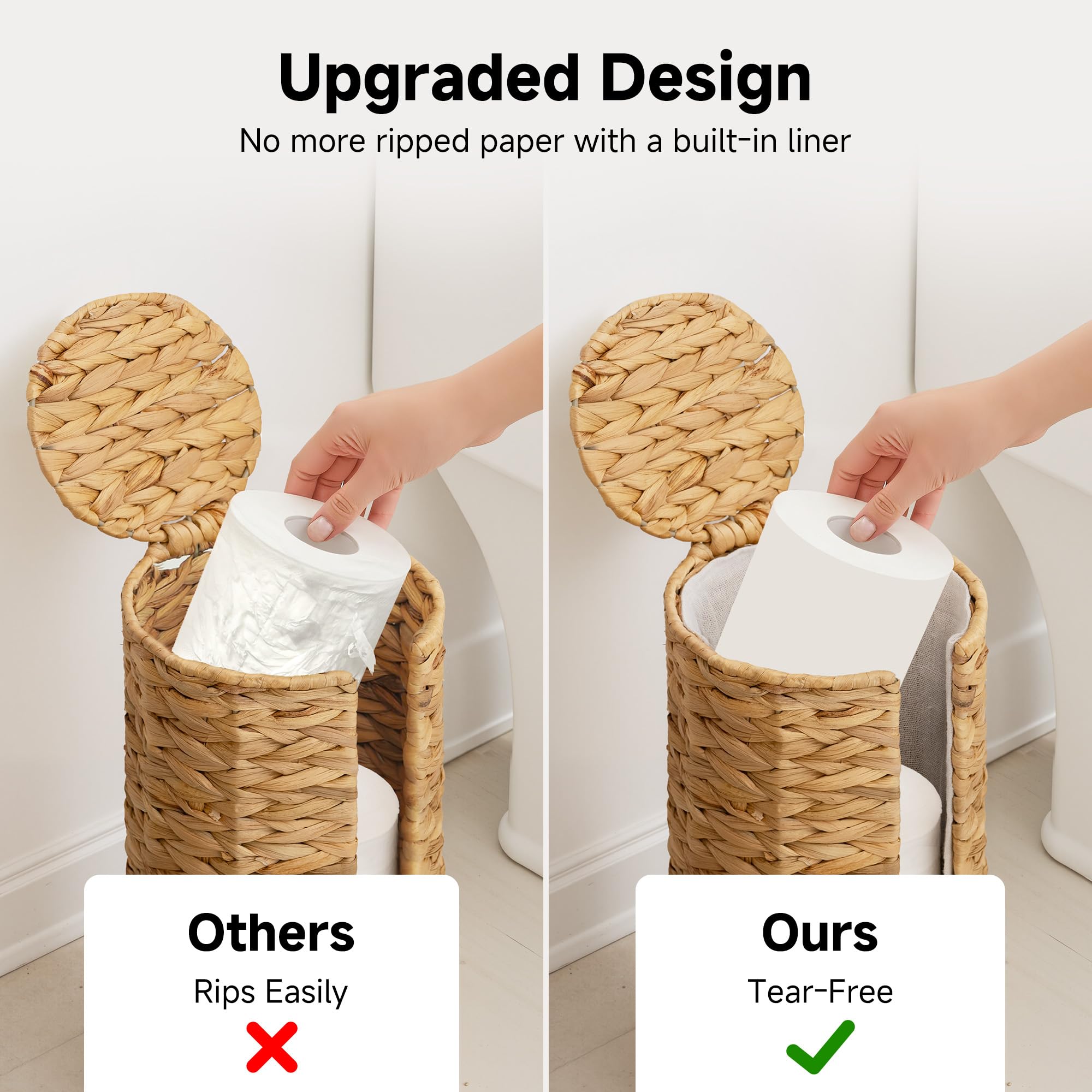 Freestanding design fits neatly in bathroom corner for flexible placement