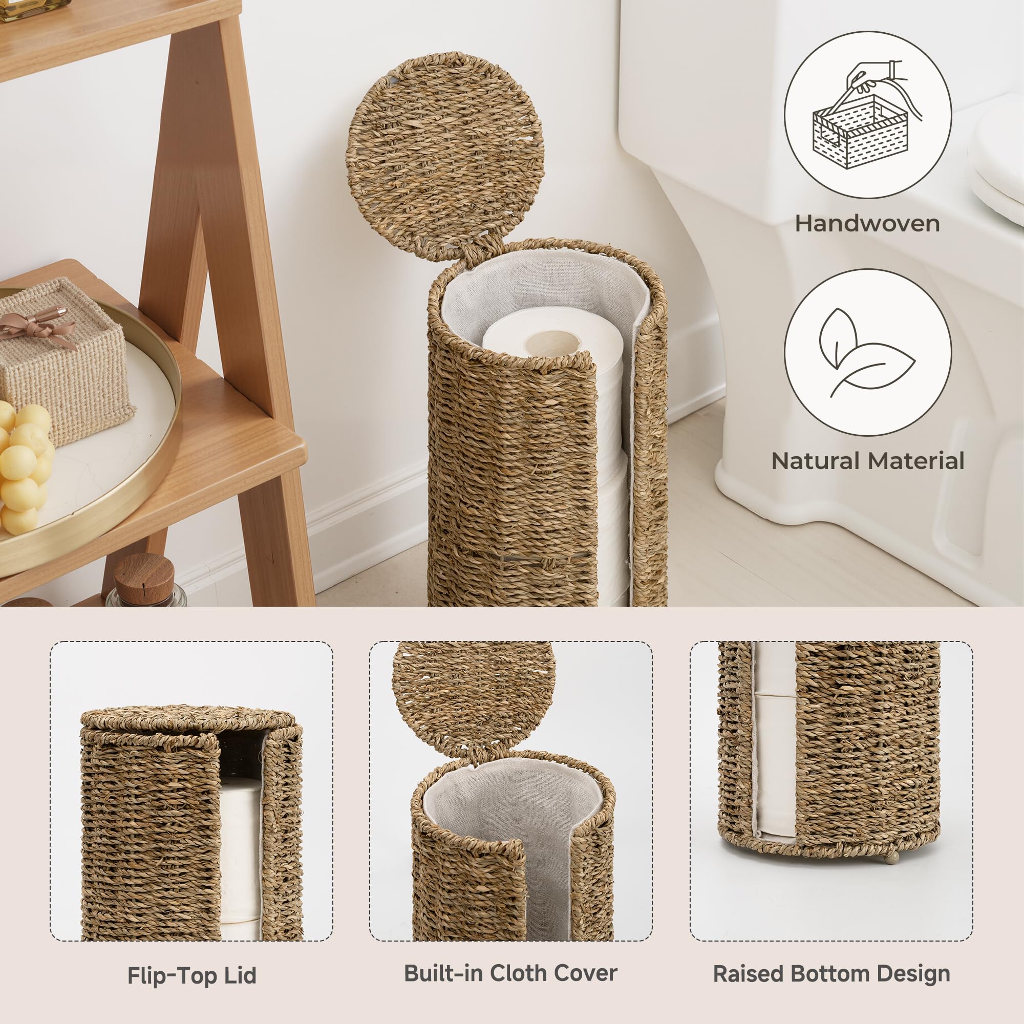 StorageWorks handwoven seagrass texture adds natural warmth to decor