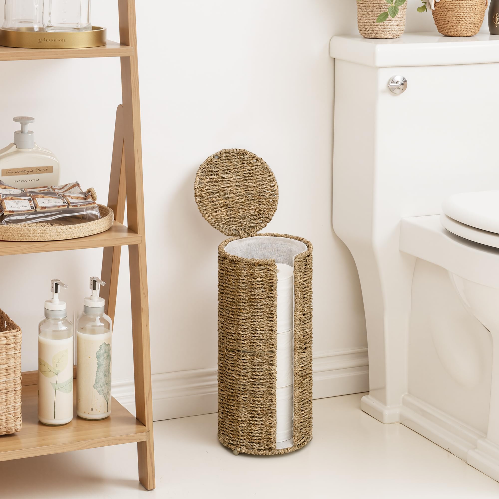 StorageWorks dustproof lid opened to reveal shelf for phone or wipes