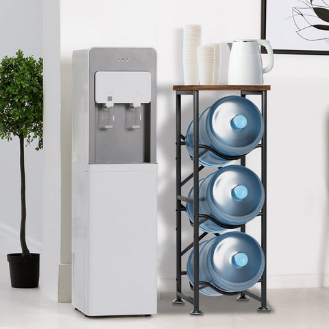 Storenization 3-tier jug rack side view shows space efficiency