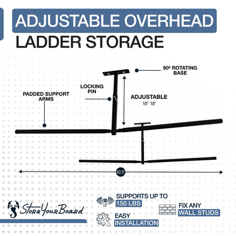 Easy ceiling installation for quick, space-saving storage.
