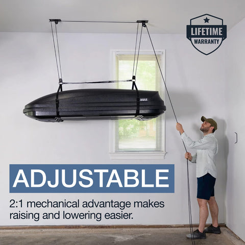 StoreYourBoard heavy-duty pulleys and hardware enable durable installation.