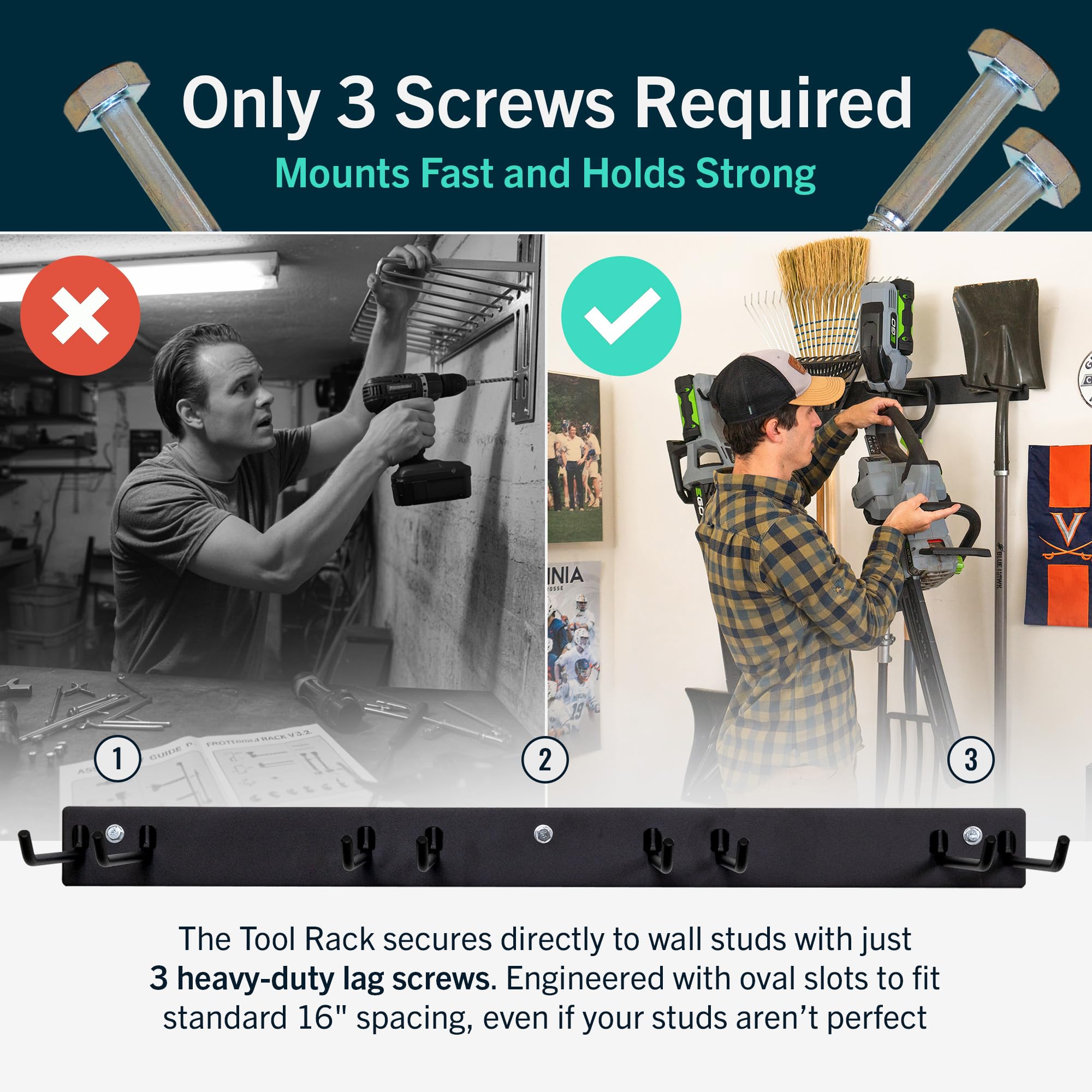 StoreYourBoard heavy-duty steel rack demonstrates durable storage for tools and yard gear.