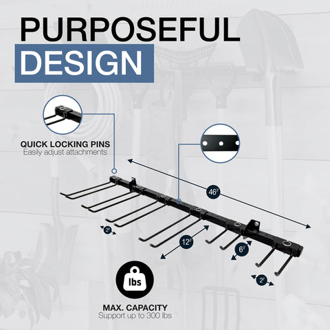 StoreYourBoard includes six garage hooks for versatile storage options.