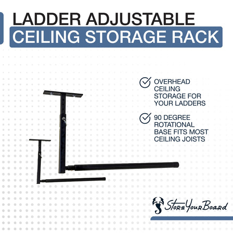 StoreYourBoard powder-coated steel frame providing durable ladder support.