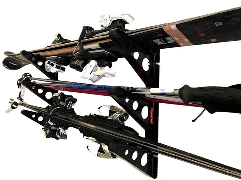 StoreYourBoard ski rack mounted horizontally for garage wall storage keeps gear off the floor.