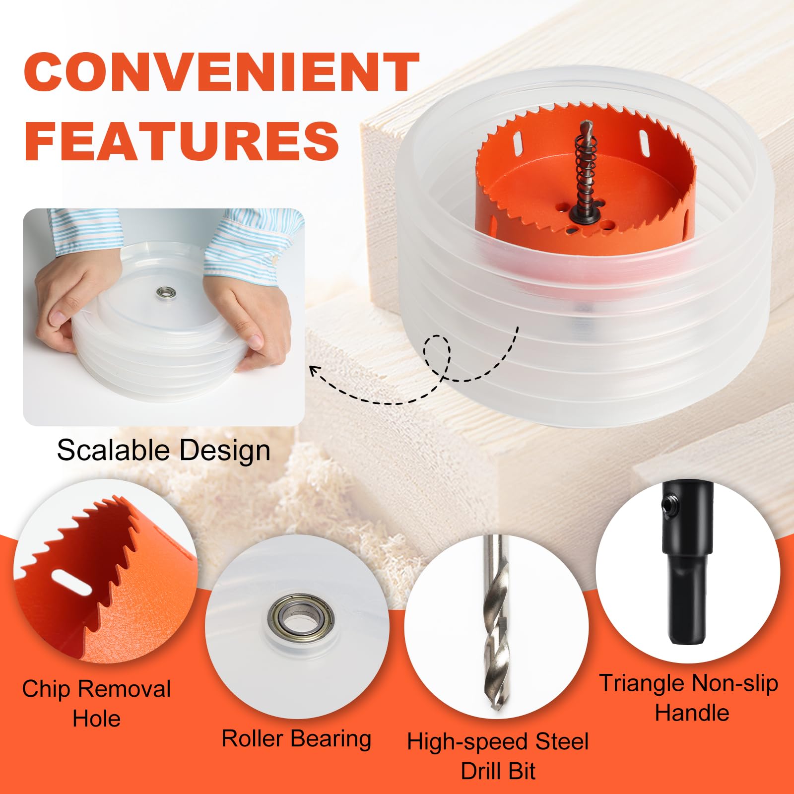 Storystore arbor and drill bit assembly for quick, accurate cuts.