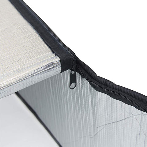 Storystore attic door insulation cover zipper-access creates seal for clean attic entry.