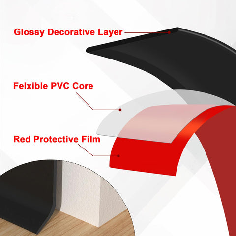 Storystore baseboard covers gaps between floor and wall for clean lines.