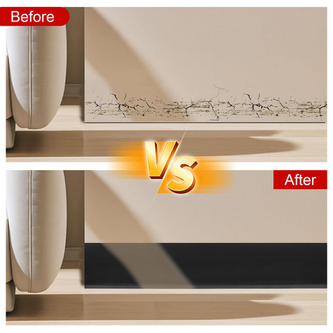 Storystore baseboard works on tiles, wood, and wallpaper for versatile use.