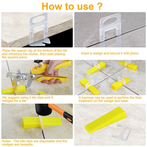 Disposable Storystore clips prevent slipping during setup tile