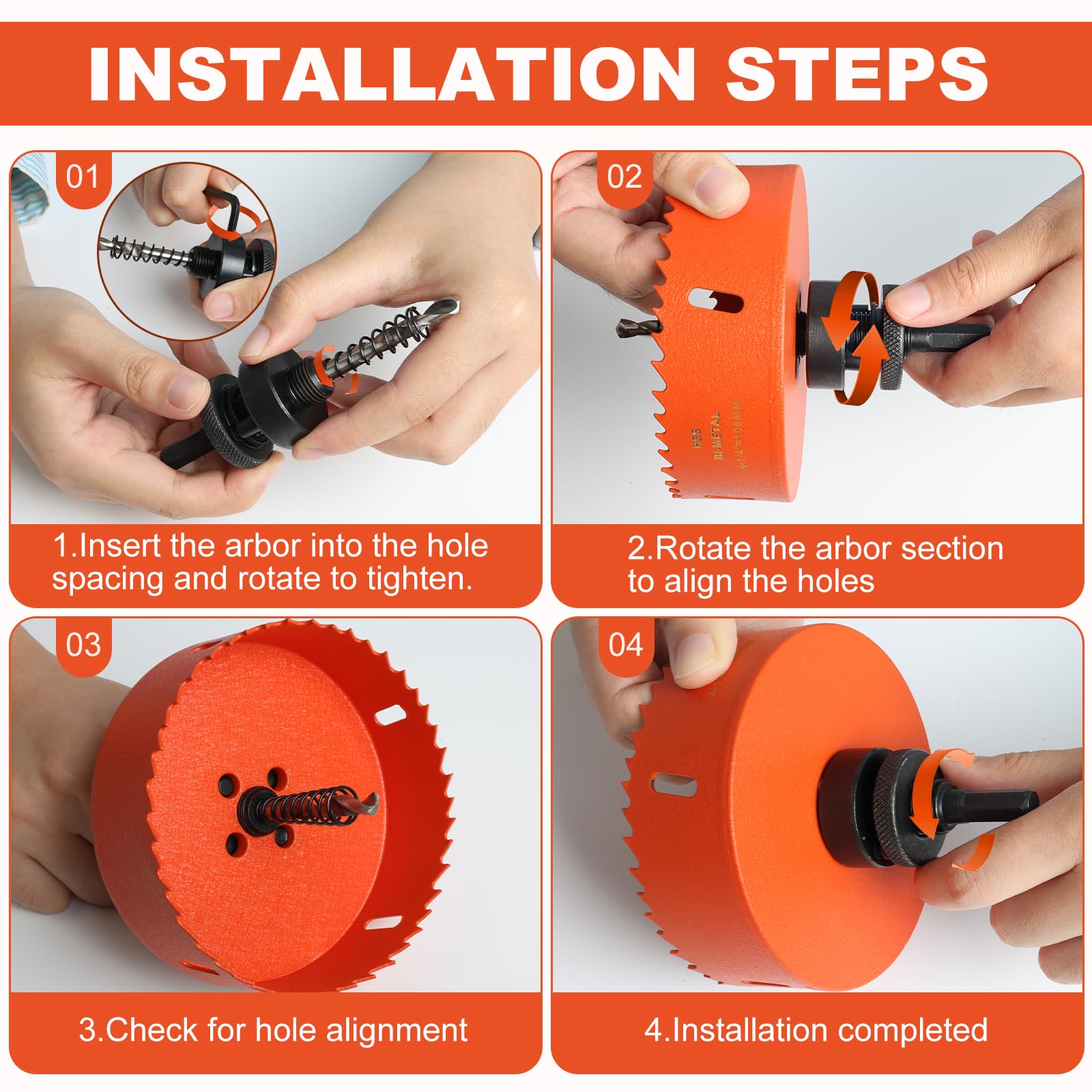 Storystore easy setup visual showing straightforward hole saw installation