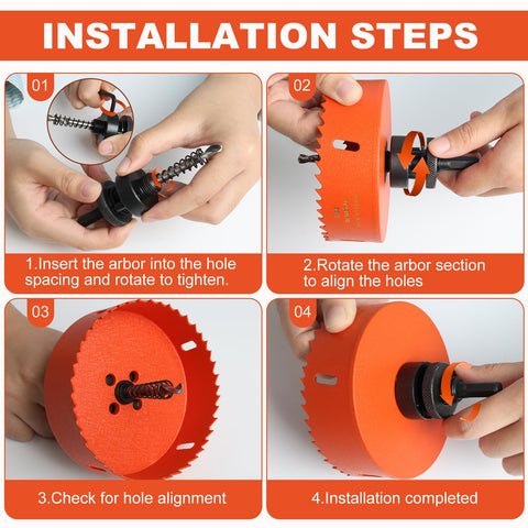Storystore easy setup visual showing straightforward hole saw installation