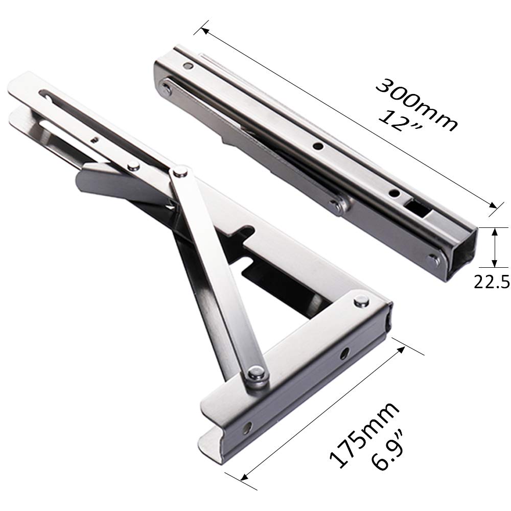 Storystore 12in folding bracket assembly image highlighting easy hinge and lock mechanism.