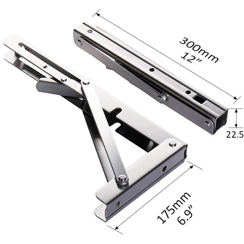 Storystore 12in folding bracket assembly image highlighting easy hinge and lock mechanism.