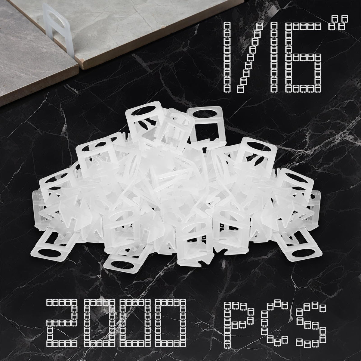Storystore tile leveling clips 2000-pack for precise alignment during installation.