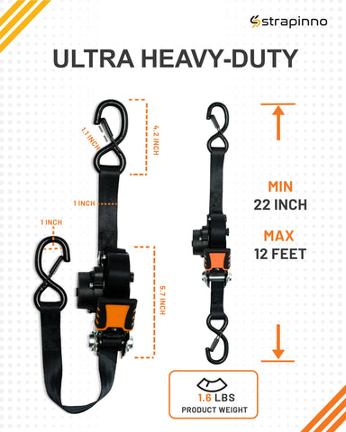 Strapinno 12 ft tie-down strap suitable for varied loads.