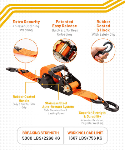 Strapinno safety-lock S-hooks provide secure attachment during transit.