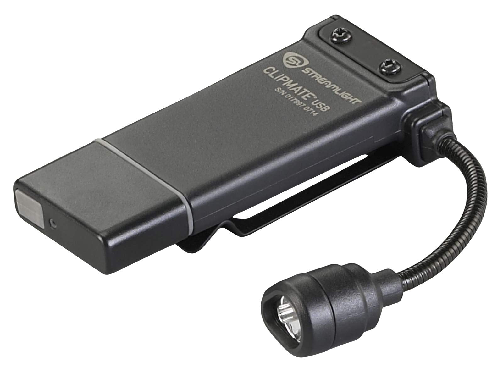 Streamlight ClipMate clip-on light secured for hands-free illumination.