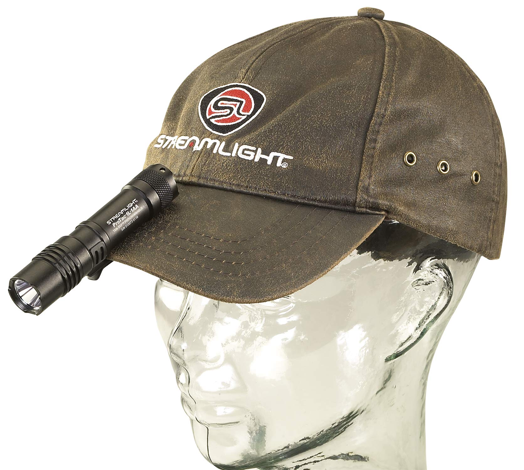 Streamlight ProTac 1L-1AA LED detail emphasizes shock resistance and long life.