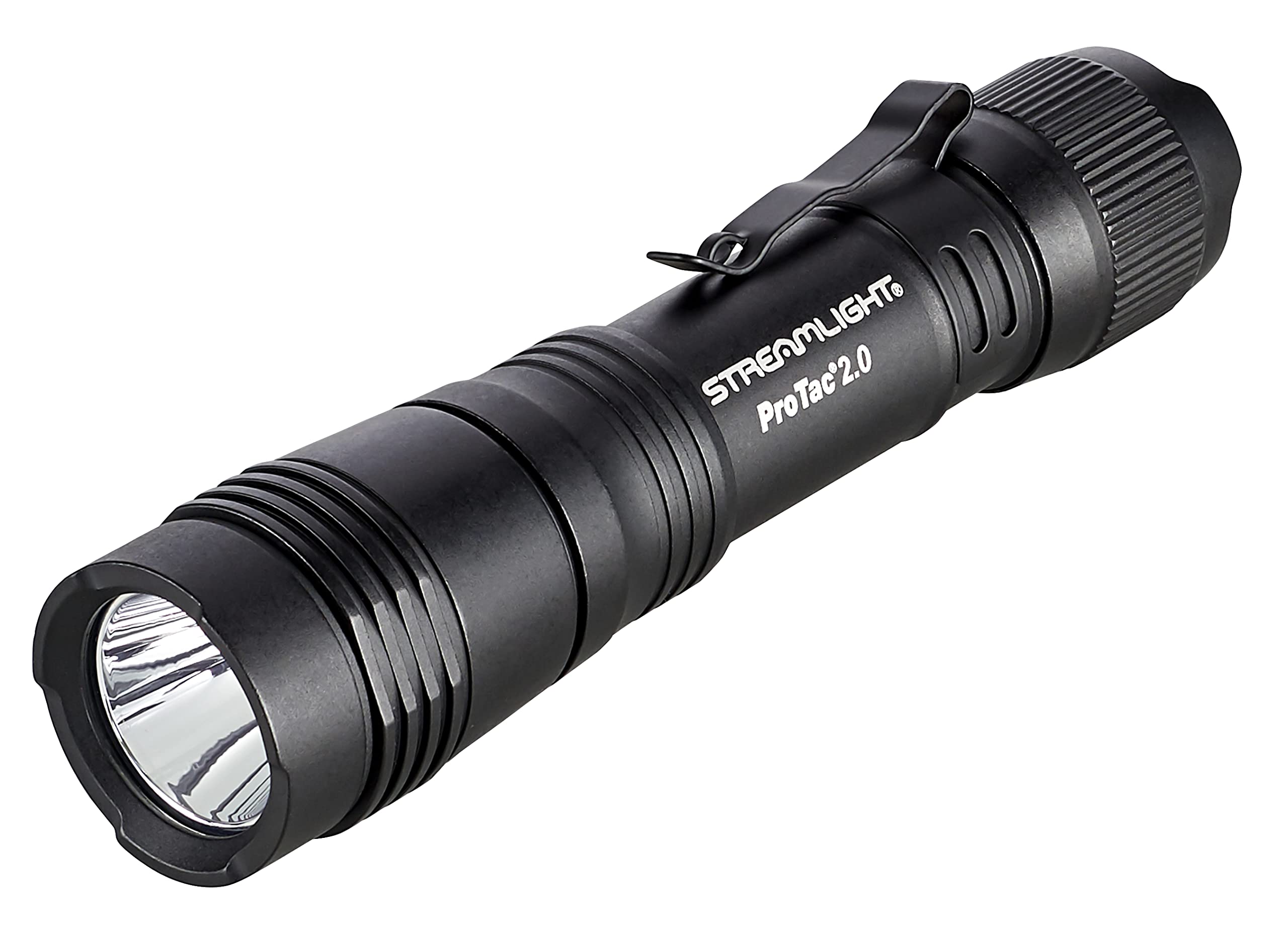 Streamlight ProTac 2.0 front beam delivering bright 2000 lumens for distance.