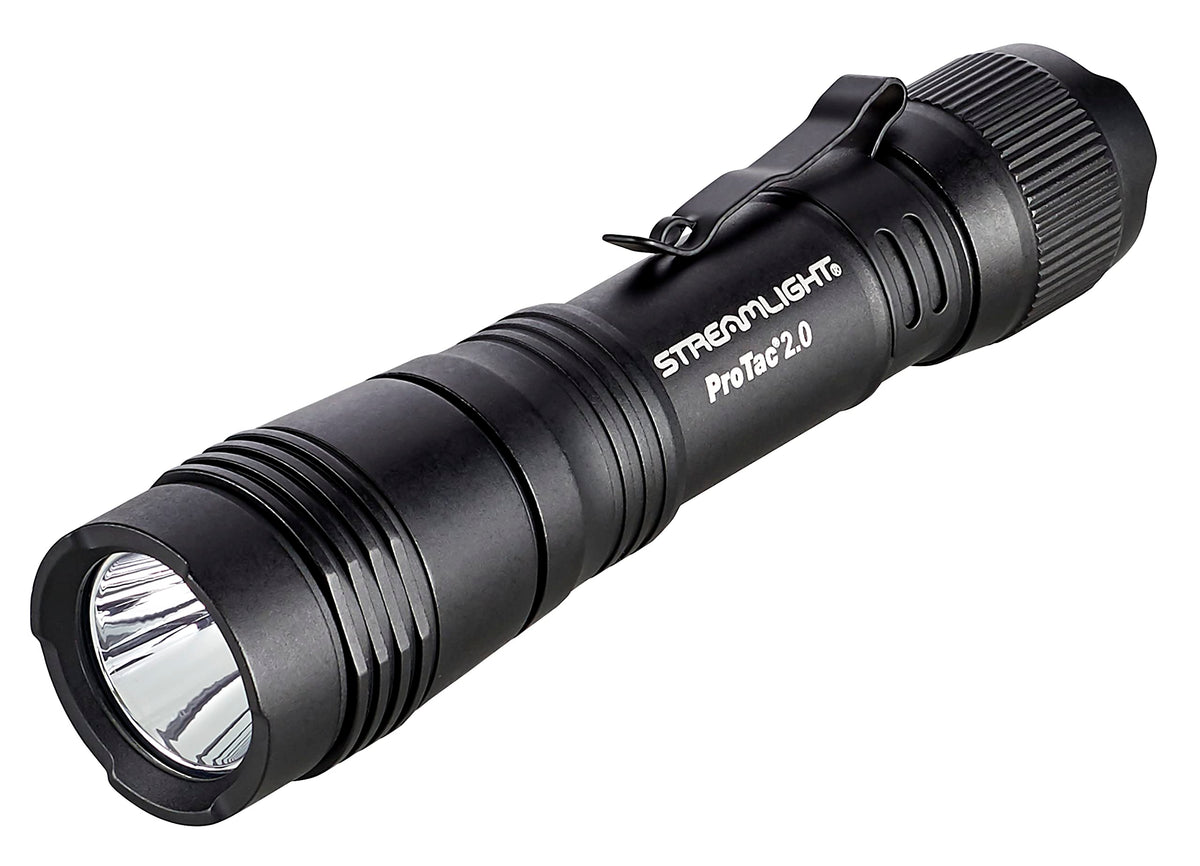 Streamlight ProTac 2.0 front beam delivering bright 2000 lumens for distance.