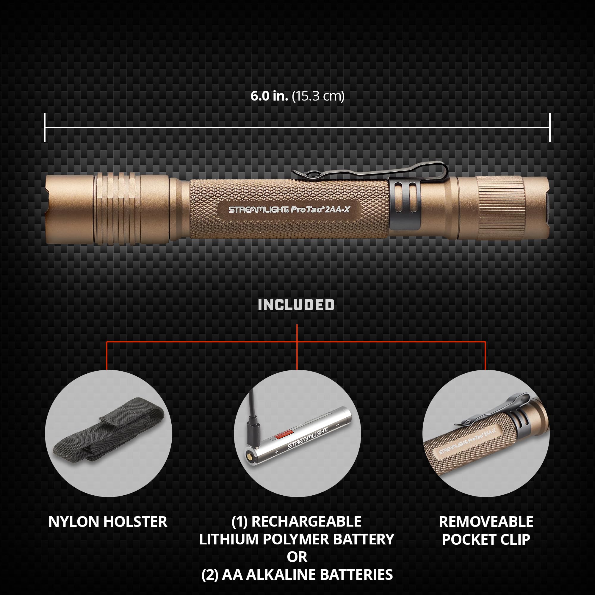 Streamlight ProTac 2AA-X knurled barrel provides a secure grip in wet conditions.