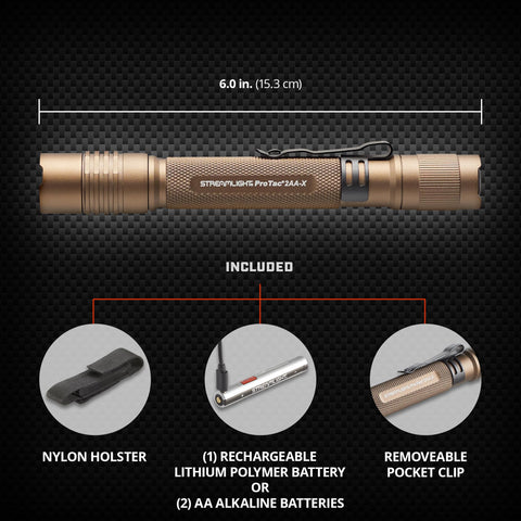 Streamlight ProTac 2AA-X knurled barrel provides a secure grip in wet conditions.