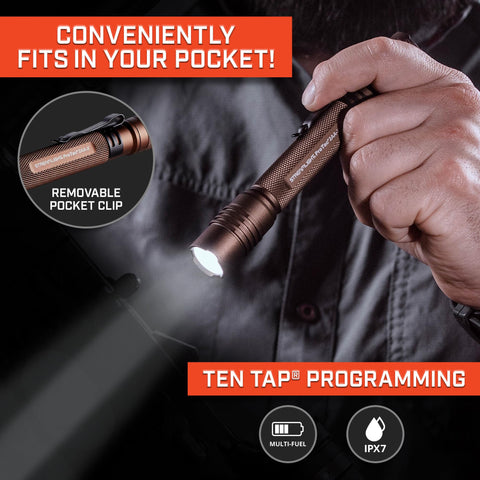 Streamlight ProTac 2AA-X removable pocket clip for quick-access carry.