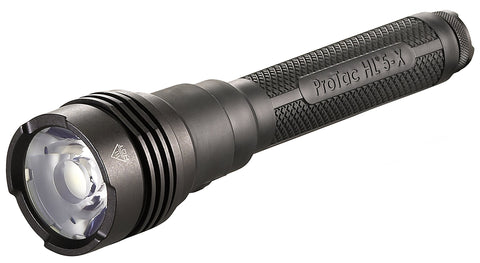 Streamlight ProTac HL 5-X USB front view highlights 3500-lumen brightness for outdoor visibility.