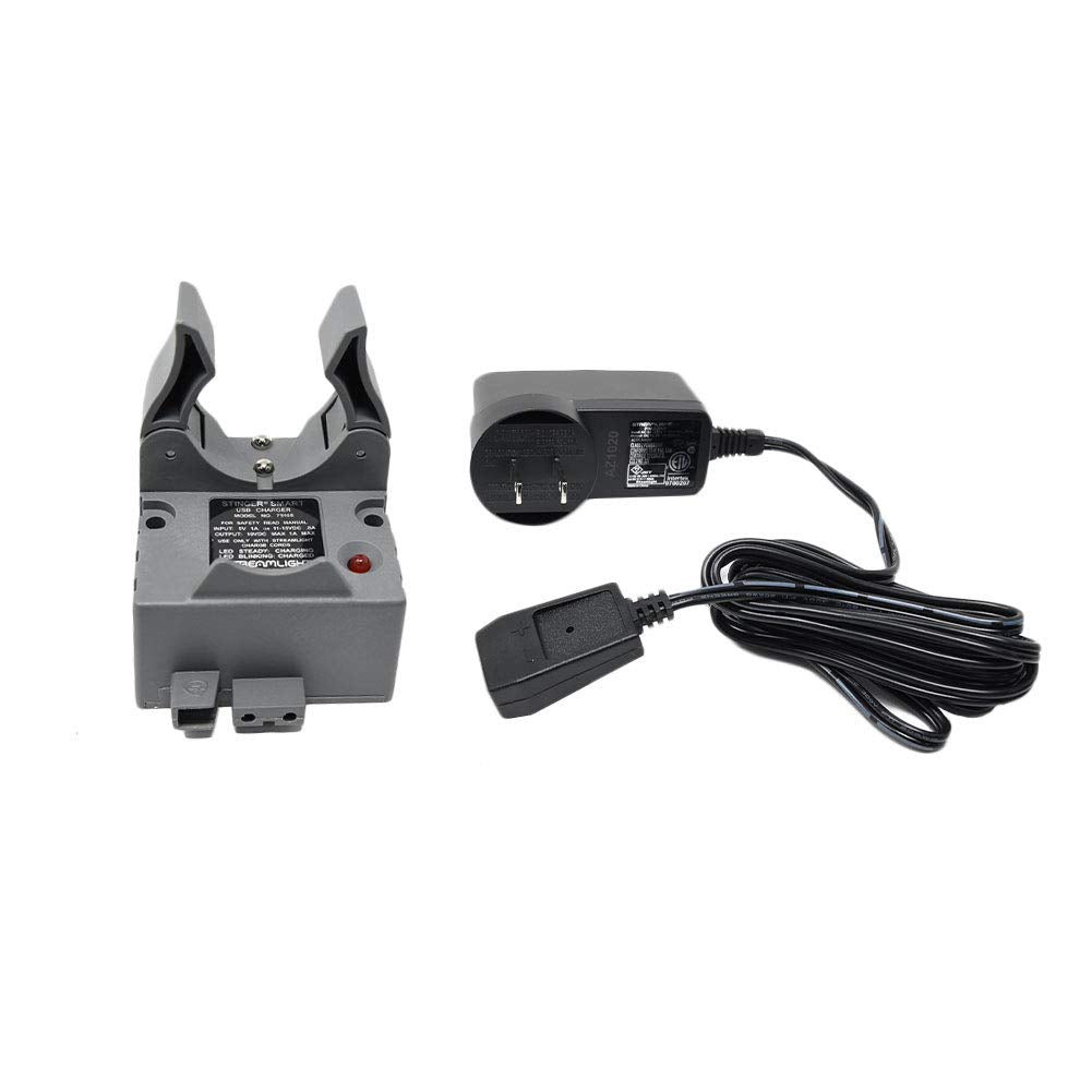 Streamlight Stinger Smart Charger Holder USB micro port for convenient charging.