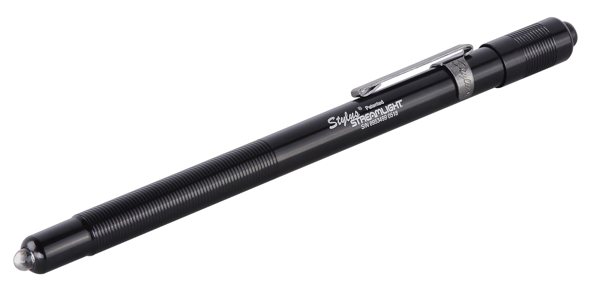 Streamlight Stylus 65020 green LED pen light in pocket carry, compact and durable.